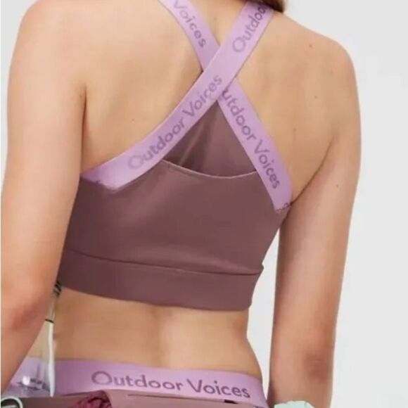 Outdoor Voices Women's Snacks Bra Deep Taupe Medium - Picture 2 of 8